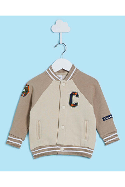 REDTAG Infant Boys Beige Embroidered Sweatshirt