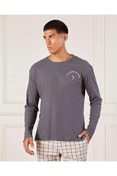 REDTAG Men Grey Checkered Pyjama Set (2 Piece)