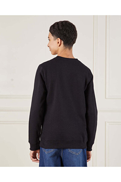 REDTAG Senior Boys Black NYC Printed Sweatshirt