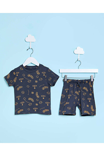 REDTAG Infant Boys Charcoal Printed Pyjama Set (2 Piece)