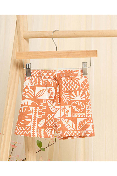 REDTAG Infant Boys Orange Printed Shirts And Short Set (2 Piece)