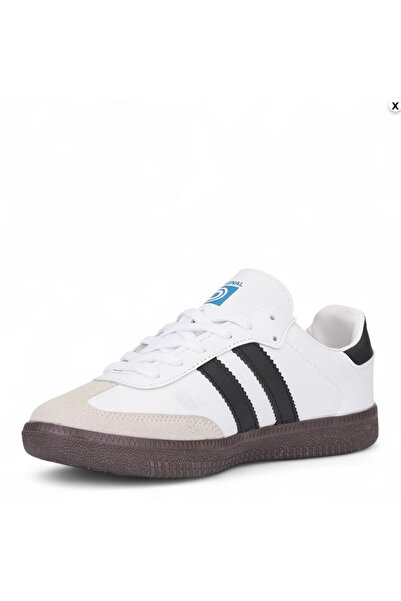 PAPUCUMUN DÜNYASI Unisex White Black Thermo Sole Solely Striped Lace-Up Sports Shoes