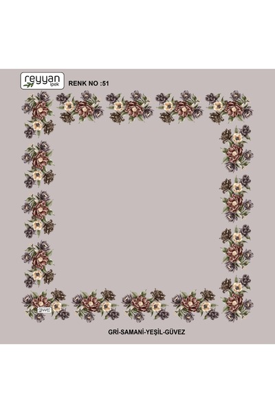 REYYAN Bag Writing Plain Floral 90's Embroidery Yemeni Inner Cheesecloth 90X90 cm Hollow Edges Floral