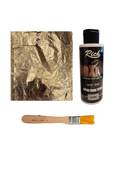 SYArts Altın ( GOLD ) Yaprak Varak Seti ( Mixion, Fırça ve 25 Adet Yaprak Varak 14x14 )