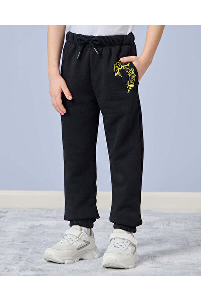 REDTAG بنطال رياضي أسود مطبوع للأولاد