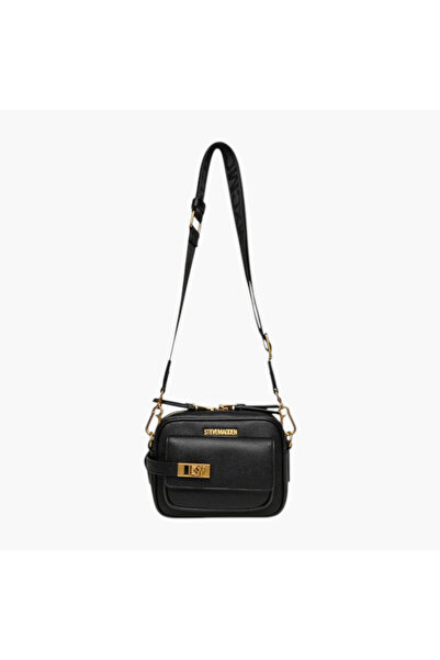 Steve Madden Logo Accent PU Leather Crossbody Bag with Adjustable Strap
