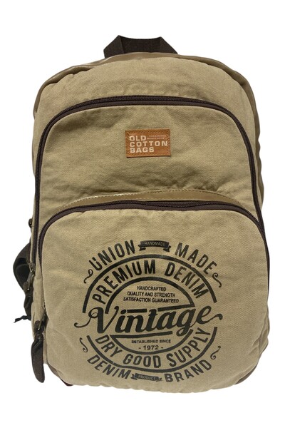 Old Cotton Quality Black Vintage Casual Printed Design Daily Outing School Backpack Revilla Bag 28X38Cm
