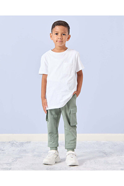 REDTAG Boys Green Cargo Pocket Track Pants
