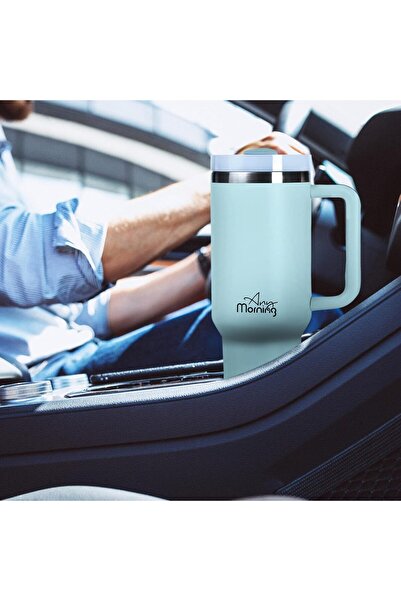Any Morning Stainless Steel Thermos Mug with Handle, 1.2 L (Sea Green)