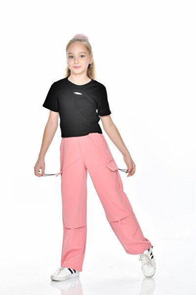 Kamex Girl's Burgaz Pants with Pockets, Elastic Waist and Side Flaps