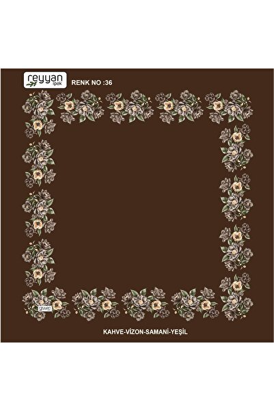 REYYAN Κεντημένο ύφασμα ιερουντικό 90x90 εκ. με λουλούδια στην μέση και λουλούδια στις άκρες