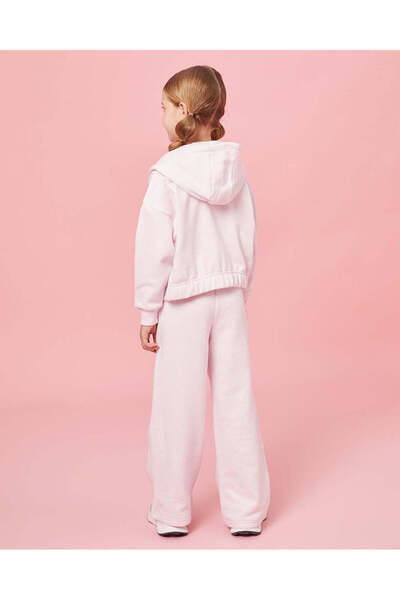 REDTAG بدلة رياضية وردية اللون بغطاء رأس وغطاء للرأس للبنات (قطعتان)