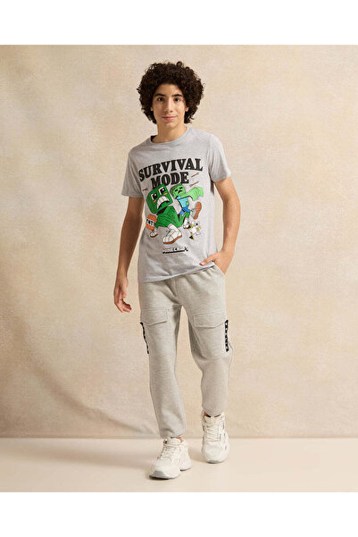 REDTAG Senior Boys Grey Embellished Active Pants