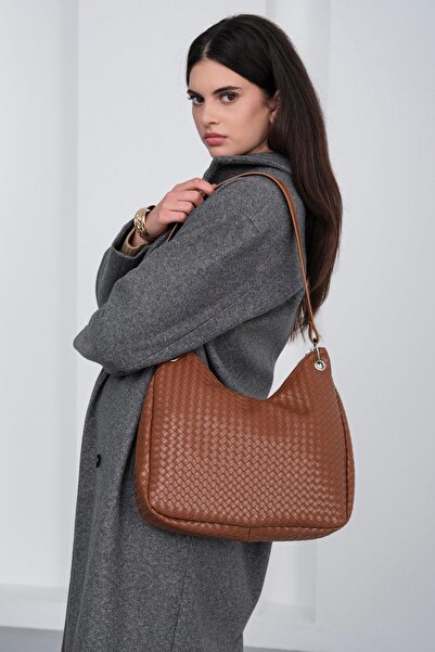 Shule Bags Valerie Braided Shoulder Bag Brown