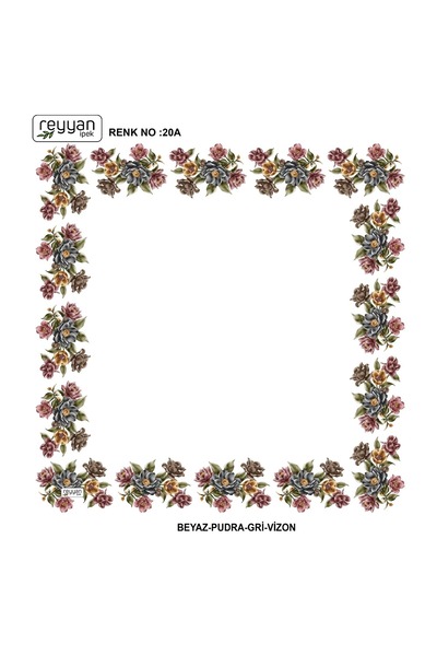 REYYAN Bag Writing Plain Floral 90's Embroidery Yemeni Inner Cheesecloth 90X90 cm Hollow Edges Floral