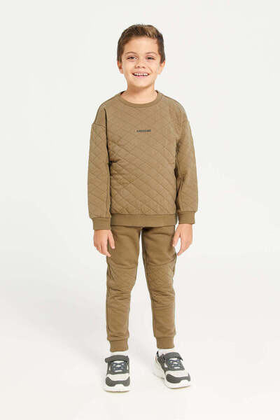 REDTAG Boys Olive Embossed Jogger Set (2 Piece)