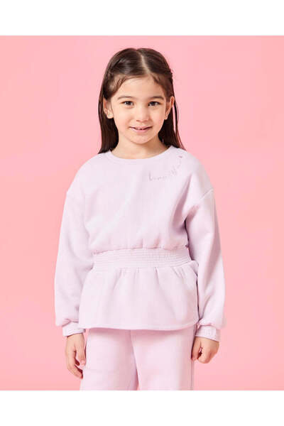 REDTAG طقم بنطال رياضي مطرز باللون البنفسجي للبنات (قطعتين)