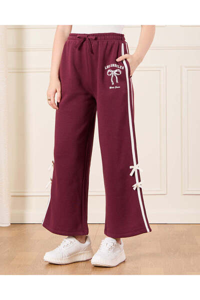 REDTAG طقم ملابس رياضية بطبعة فيونكة باللون العنابي للفتيات الكبيرات (قطعتان)