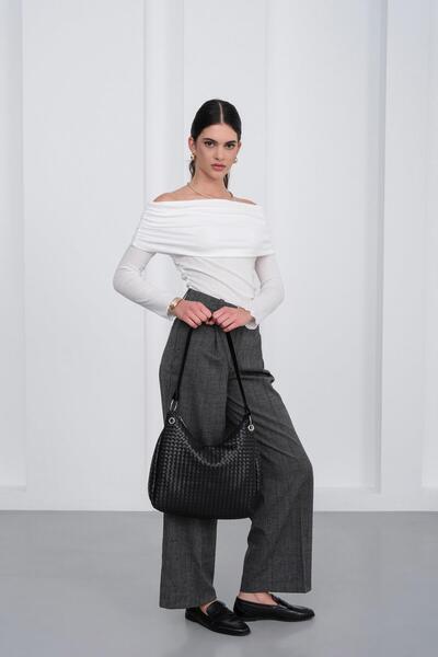 Shule Bags Valerie Braided Shoulder Bag Black