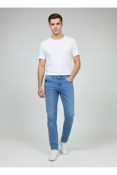 nacar çarşı بنطلون جينز رجالي عادي ذو ساق ضيقة باللون الأزرق للرجال قماش قابل...