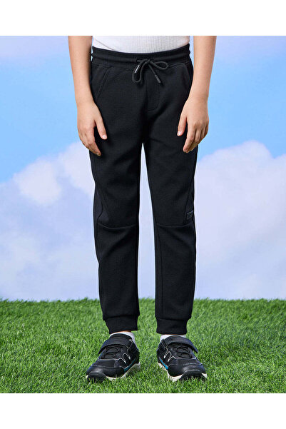 REDTAG Boys Black Ottoman Jogger Pants