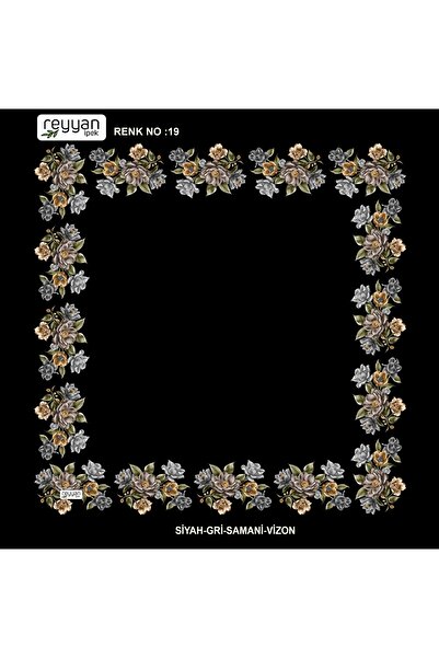 REYYAN Bag Writing Plain Floral 90's Embroidery Yemeni Inner Cheesecloth 90X90 cm Hollow Edges Floral