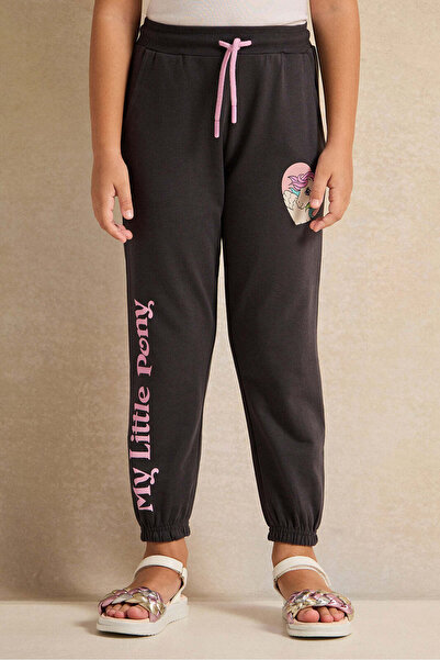 REDTAG Girls Black My Little Pony Printed Active Track Pants