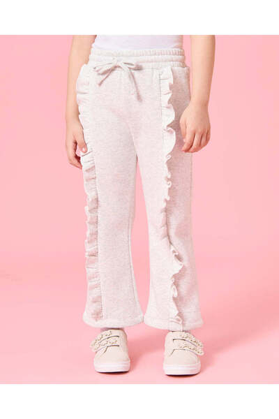 REDTAG طقم بنطال رياضي مزخرف باللون الرمادي للبنات (قطعتين)