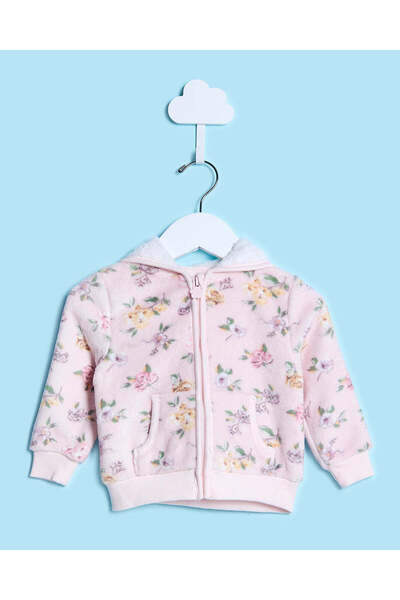 REDTAG بدلة رياضية مطبوعة بالكامل بالزهور باللون الوردي للبنات الرضع (قطعتان)