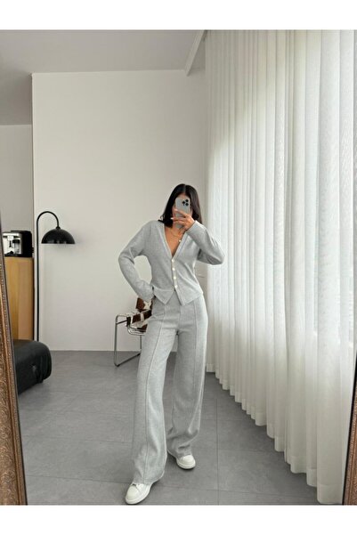 modaserdem Selanik Fabric Front Buttoned Jacket piped Pants Suit