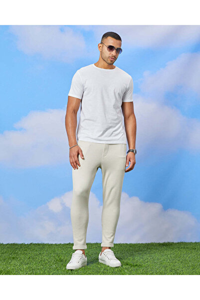 REDTAG Men Beige Smart Trousers
