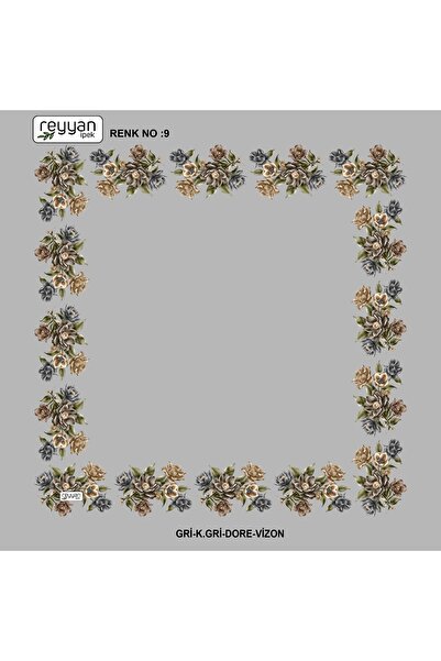 REYYAN حقيبة كتابة مسطحة زهرية 90 قطعة من القماش القطني الداخلي اليمني 90x90 سم حواف مجوفة متوسطة مع زهور