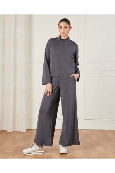 REDTAG Women Charcoal Wide Leg Active Pants