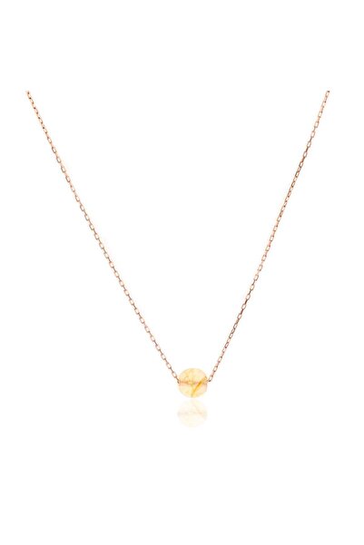 Astrolog Elvan 925 Ayar Gümüş Üzeri Altın Kaplama Rose Sitrin Kolye – Doğal T...