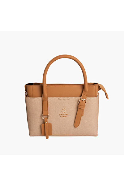 Beverly Hills Polo Club Buckle Detail Tote Bag with Double Handles