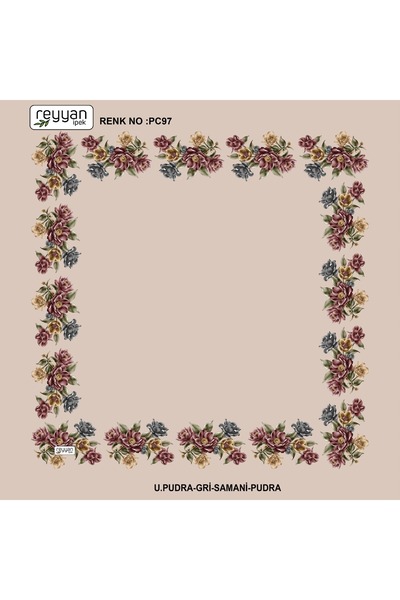 REYYAN Bag Writing Plain Floral 90's Embroidery Yemeni Inner Cheesecloth 90X90 cm Hollow Edges Floral