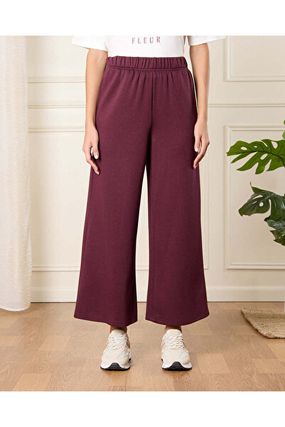REDTAG Women Burgundy Wide Leg Active Pants