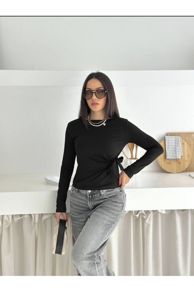 HYEM BLUZĂ CU DETALIU DE LEGĂTURĂ LA FRUNZĂLĂ, CU UN DESIGN ELEGANT