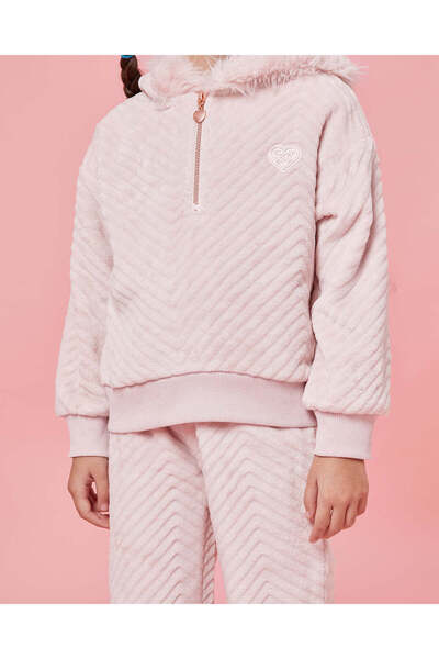 REDTAG طقم بنطال رياضي بغطاء رأس للبنات باللون الوردي (قطعتان)