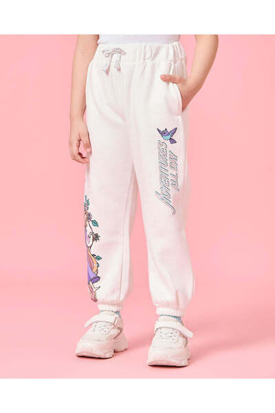 REDTAG بنطلون رياضي مطبوع عليه رابونزل باللون العاجي للبنات