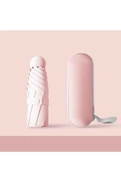 ELEVEN MARKETS 6 Telli Mini Cep Boy Kapsullü Şemsiye -Pembe