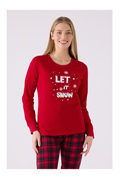 DREAM FASHION Women's Red Pajama Set