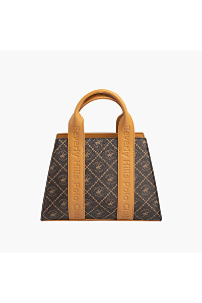 Beverly Hills Polo Club Monogram Print Tote Bag with Zip Closure