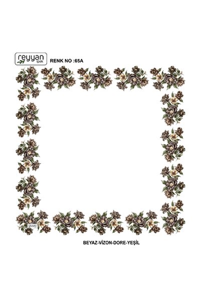 REYYAN Bag Writing Plain Floral 90's Embroidery Yemeni Inner Cheesecloth 90X90 cm Hollow Edges Floral