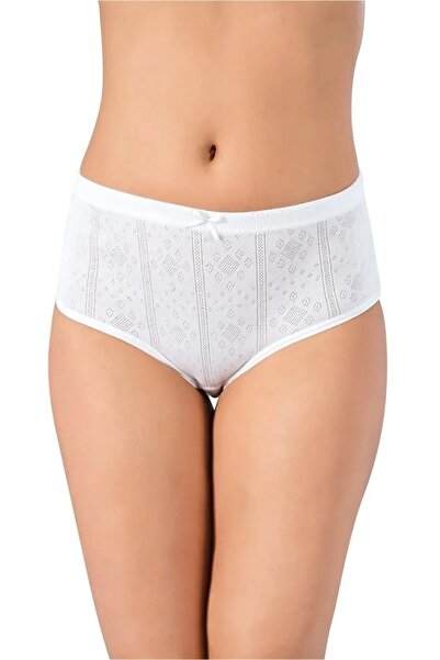 Anıt 10 Pieces Jacquard High Waist Women's Bato Panties 100% Cotton