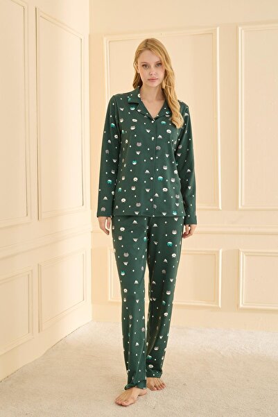 Mihra 19103 Women's Buttoned Long Sleeve Pajama Set