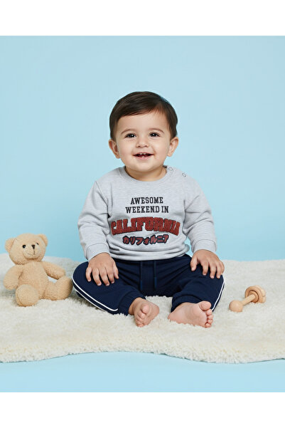 REDTAG بدلة رياضية رمادية للأولاد الرضع مع تطريز