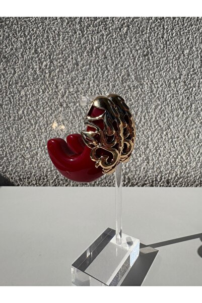 BERFACCESSORIES Bordo Yarım Halka Küpe