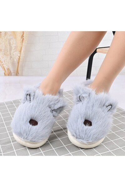 Tmall Women's Fluffy Slippers,With Rabbit I,With Fur,TM1PD1069,Blue