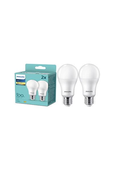 Philips Pack of 2 LED bulbs A67, E27, 13W (100W), 1521 lm, warm white light (2700K), E